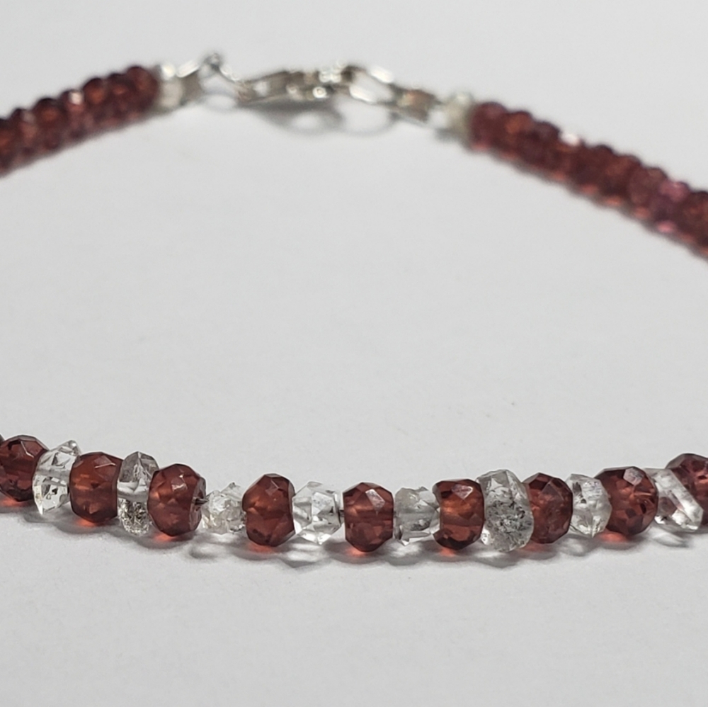 Garnet and Herkimer Diamond Bracelet